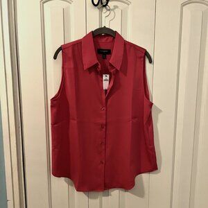 Red Banana Republic Silky Collared Top Size L NWT